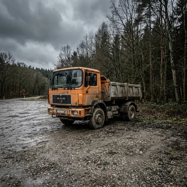 Zerstörter Baustellen LKW Bielefeld